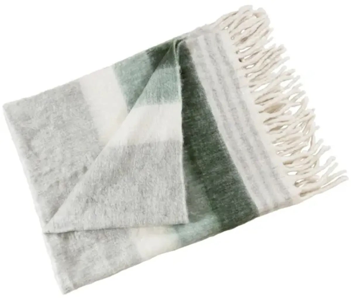 Afrino Wool Green/White Throw