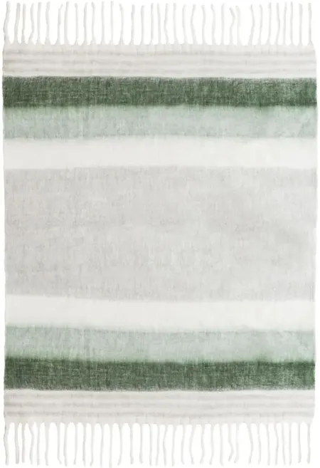 Afrino Wool Green/White Throw