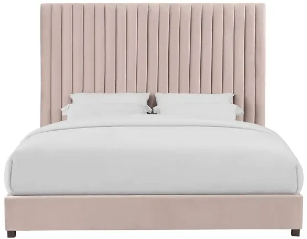 Arabelle Blush Velvet Bed in Queen