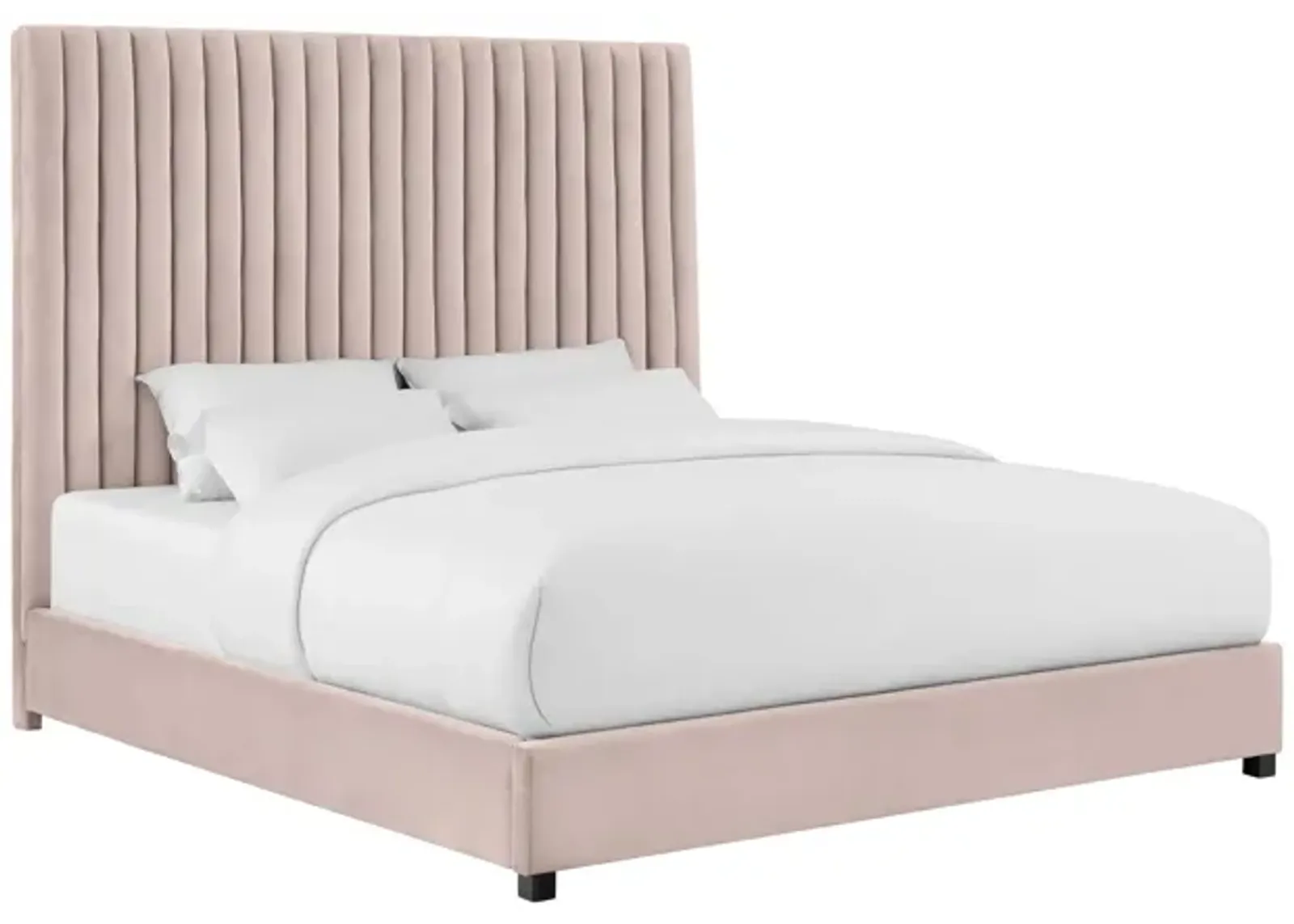 Arabelle Blush Velvet Bed in Queen