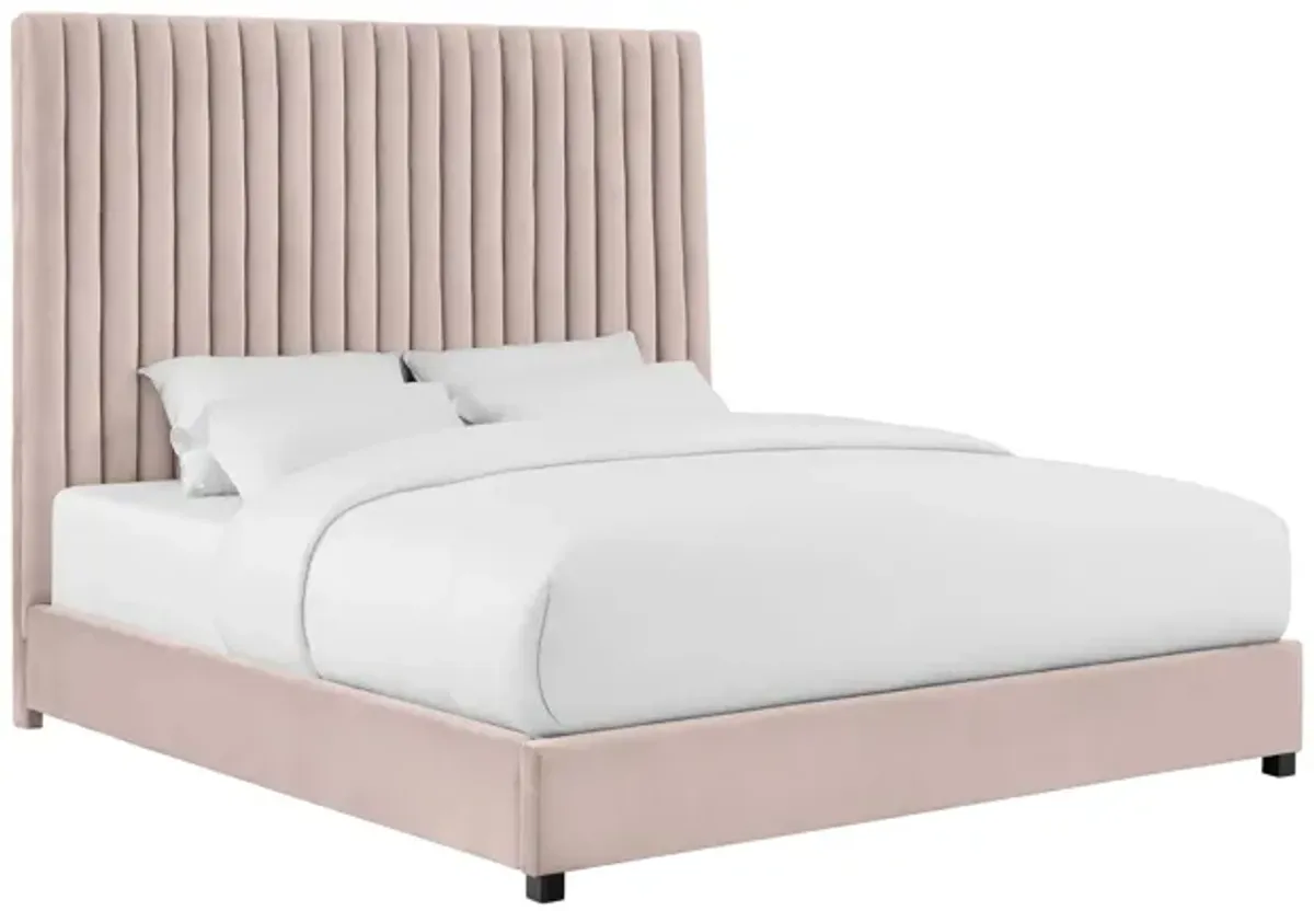 Arabelle Blush Velvet Bed in Queen