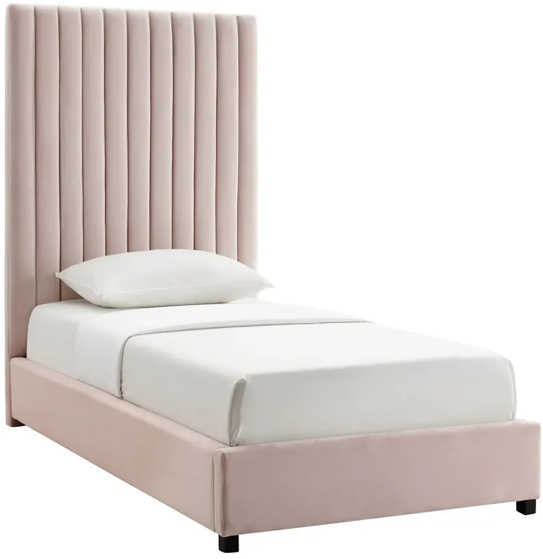 Arabelle Blush Velvet Bed in Twin