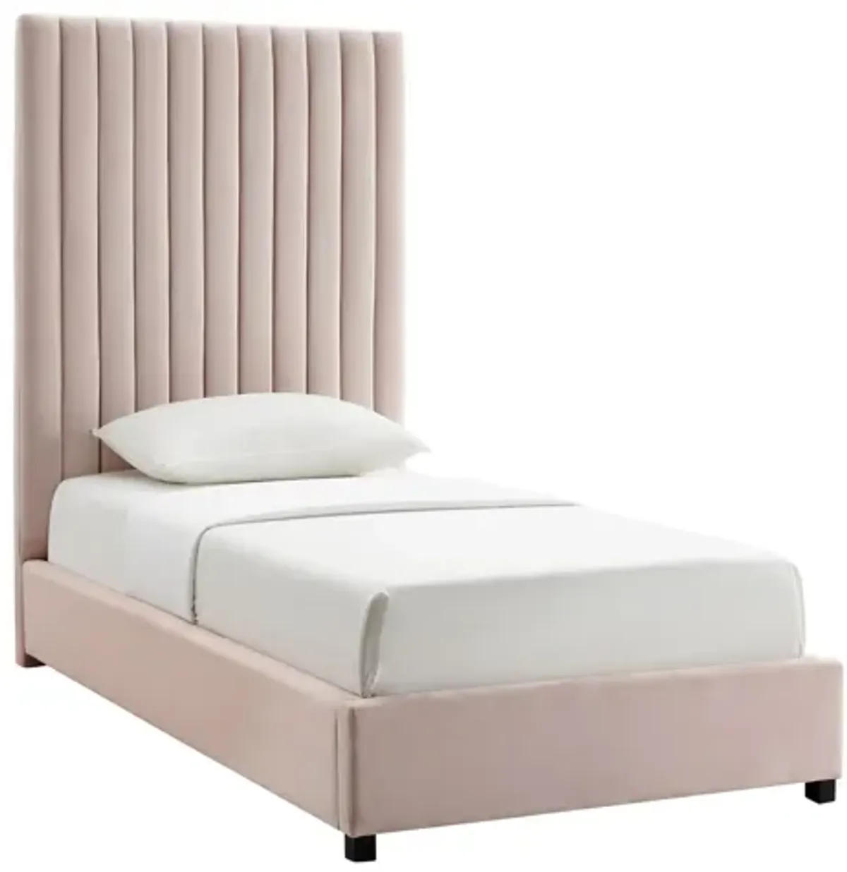 Arabelle Blush Velvet Bed in Twin