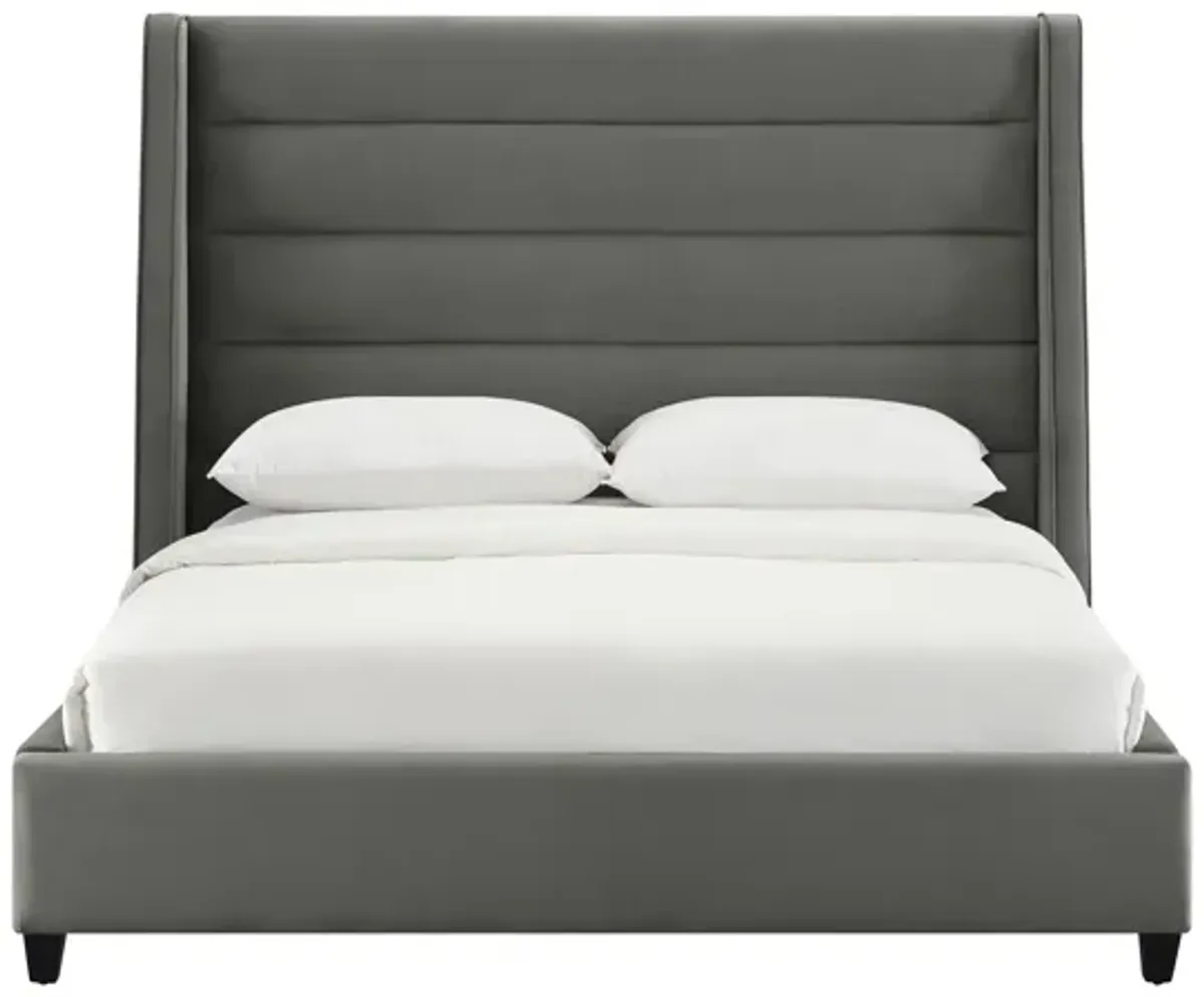 Koah Grey Velvet Bed in Queen