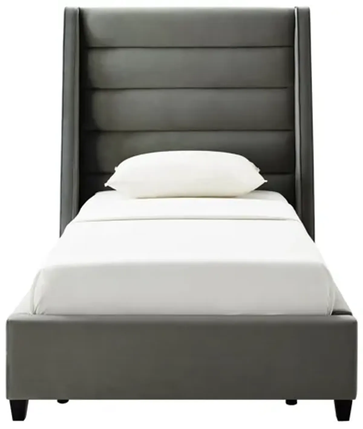 Koah Grey Velvet Bed in Twin