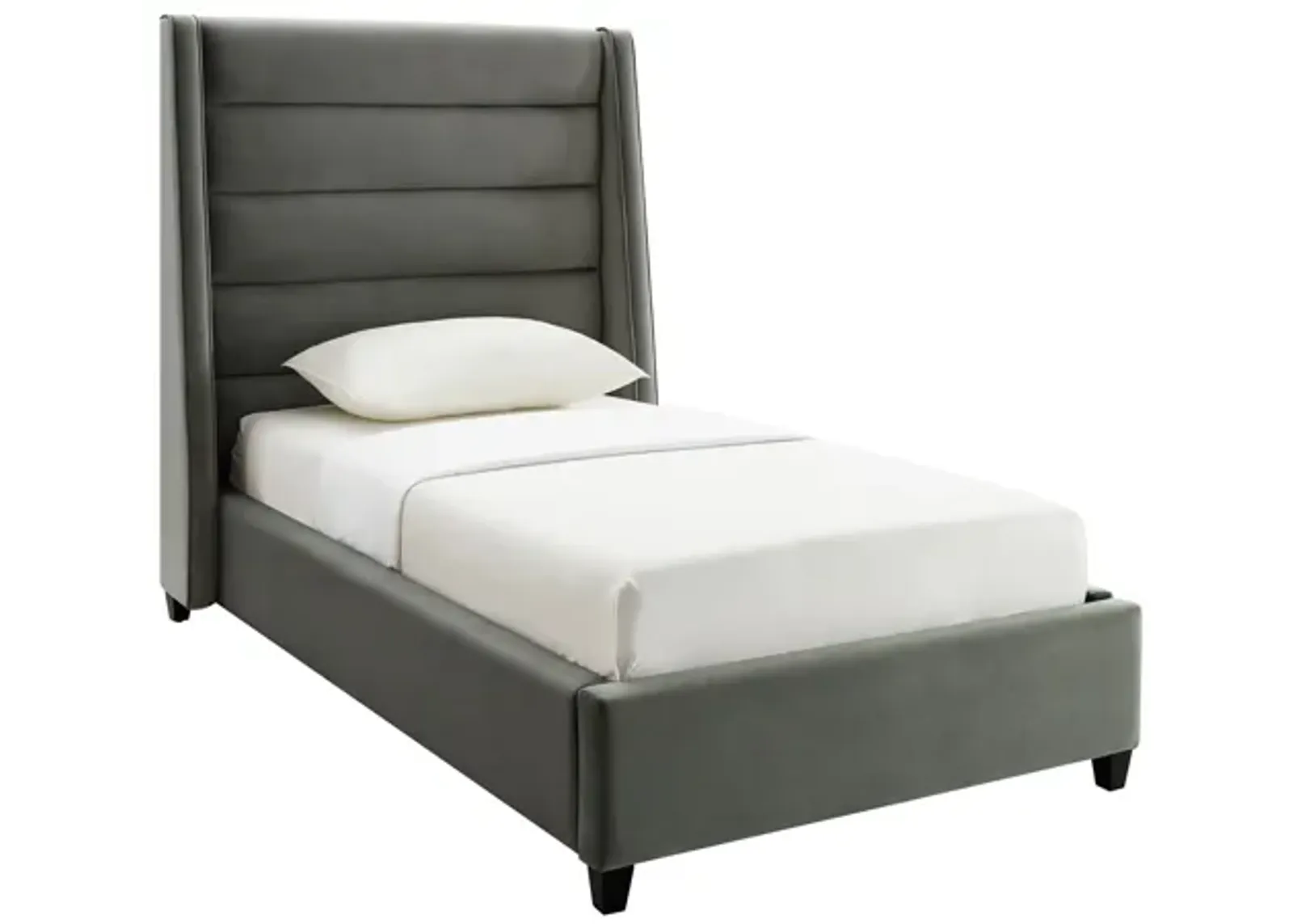 Koah Grey Velvet Bed in Twin