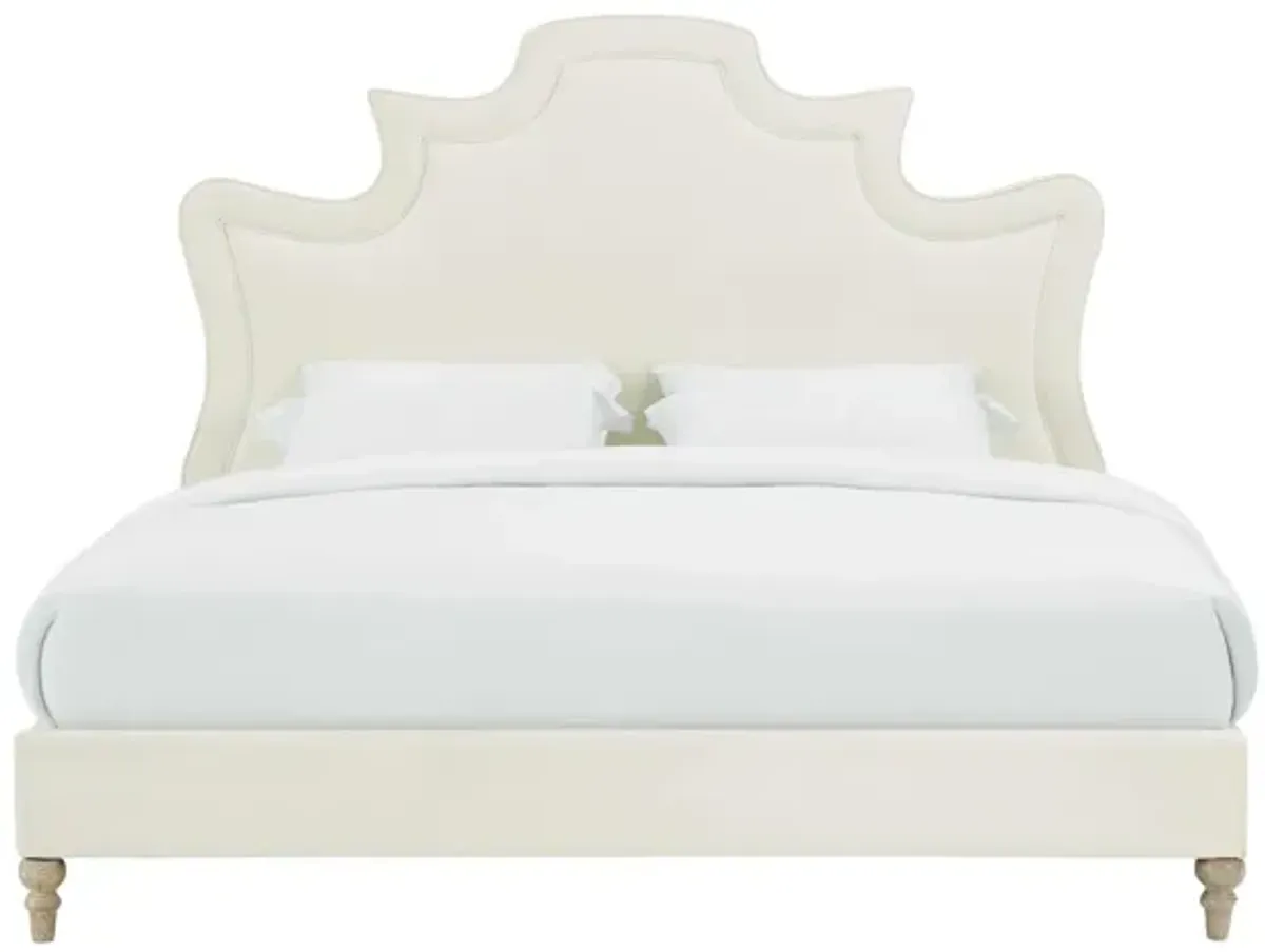 Serenity Cream Velvet Bed in Queen