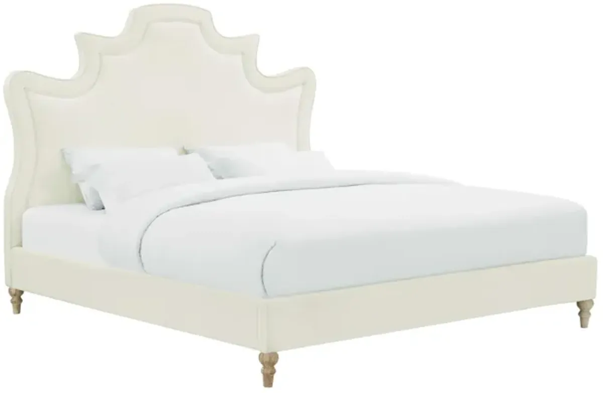 Serenity Cream Velvet Bed in Queen