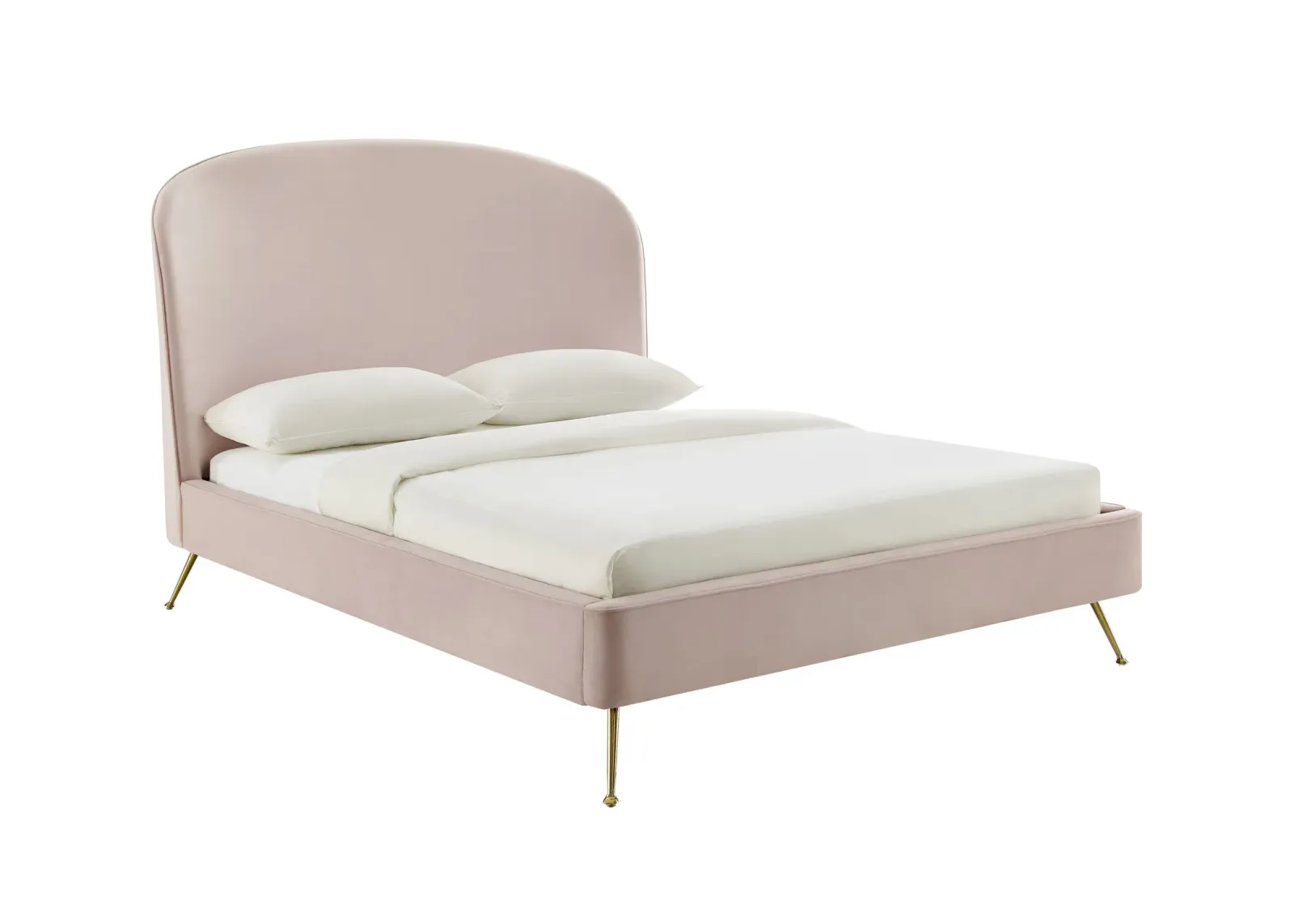 Vivi Blush Velvet Bed in Queen