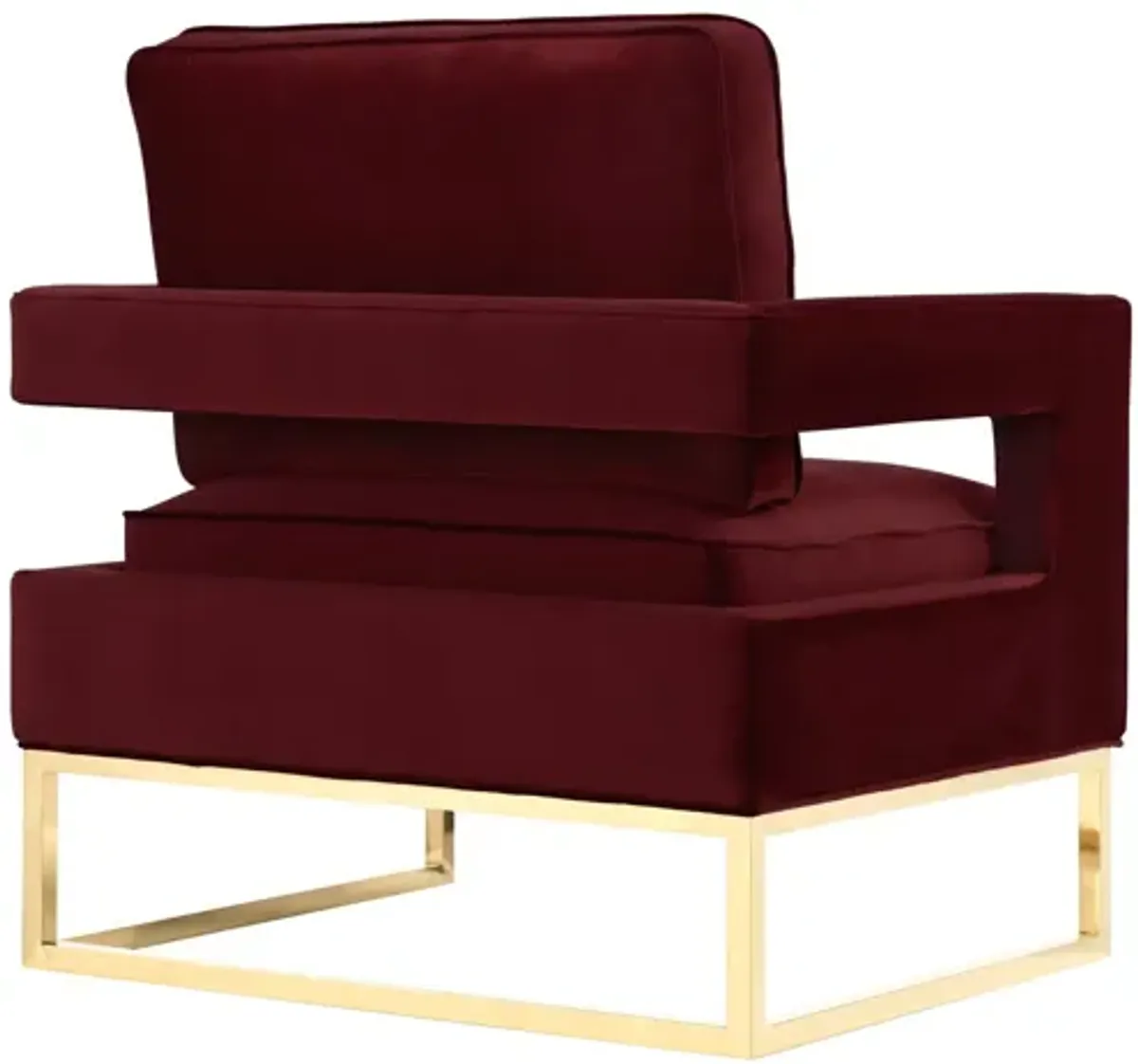 Avery Maroon Velvet Chair With Polished Gold Base