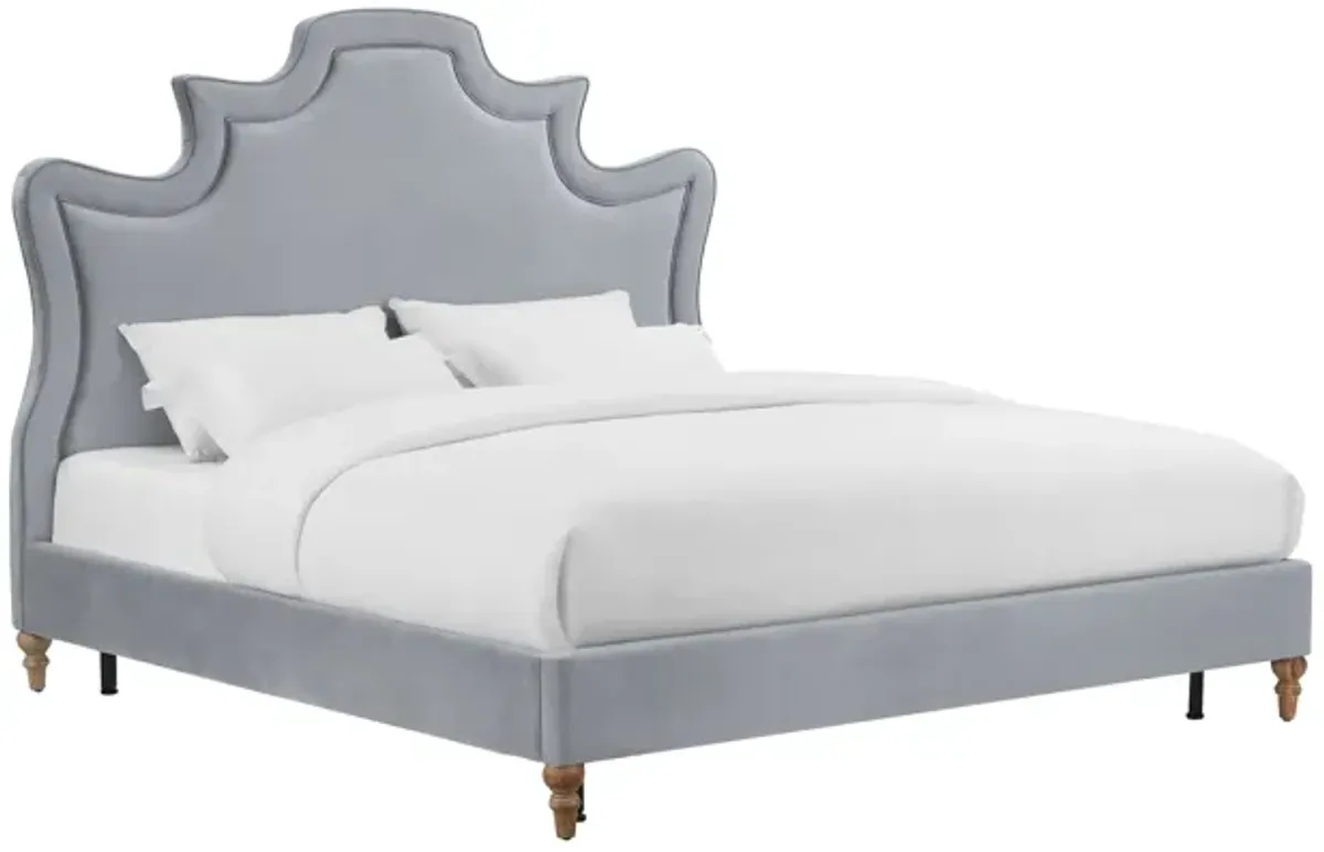 Serenity Grey Velvet Bed in Queen