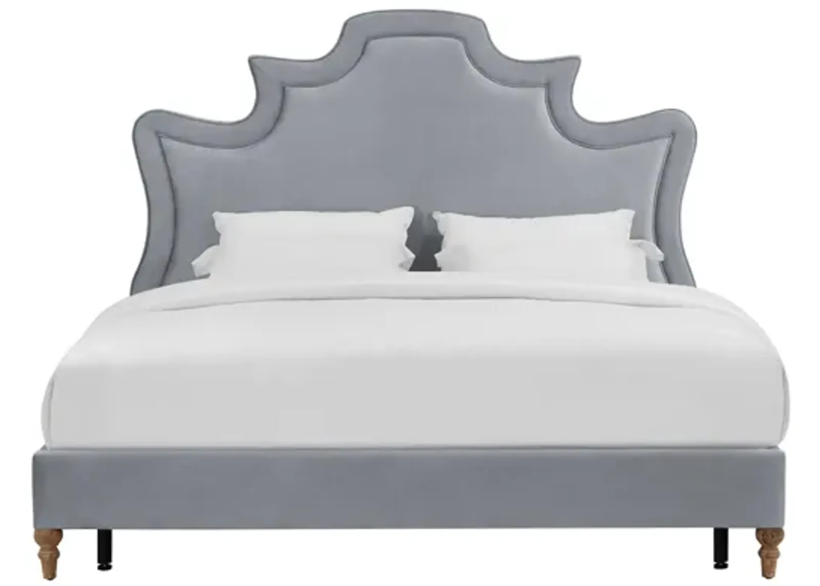 Serenity Grey Velvet Bed in Queen