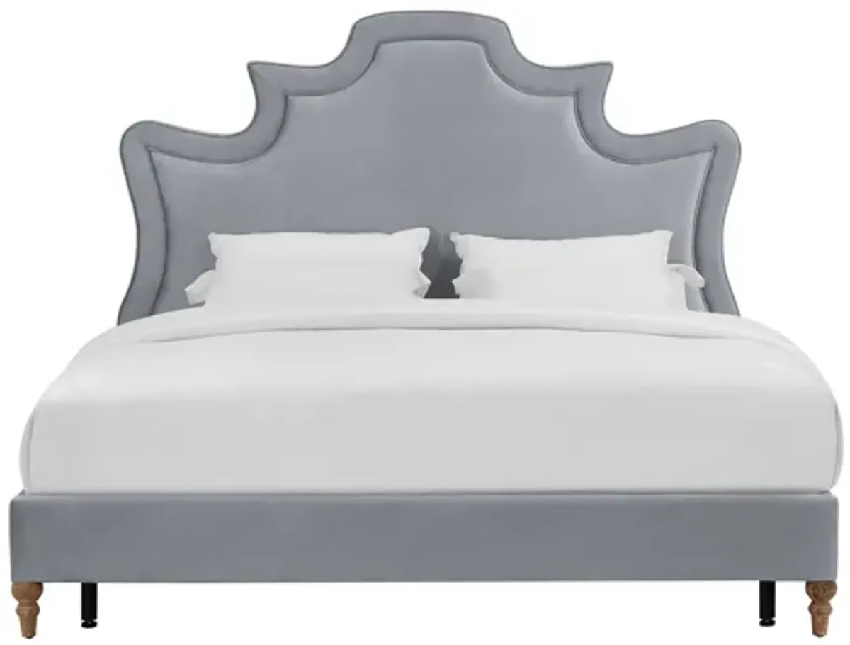 Serenity Grey Velvet Bed in Queen