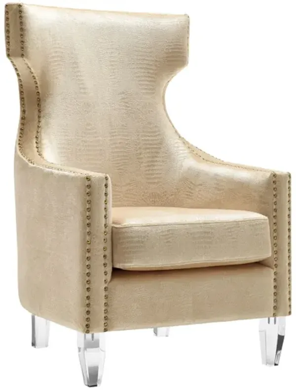 Gramercy Gold Croc Velvet Wing Chair