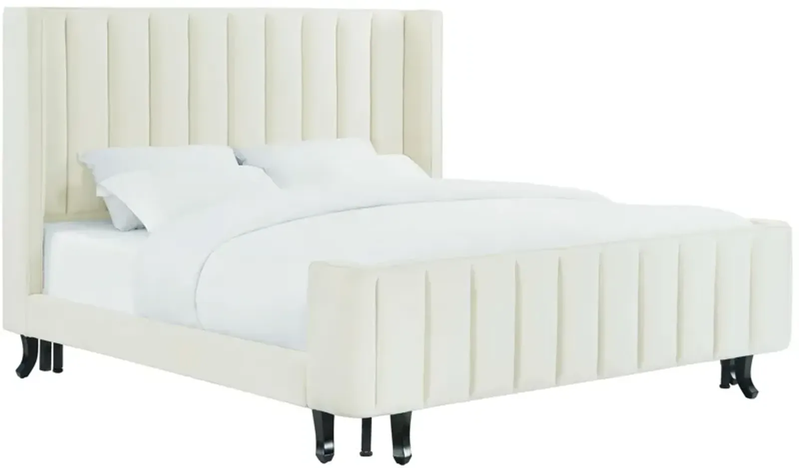 Waverly Cream Velvet Bed in Queen