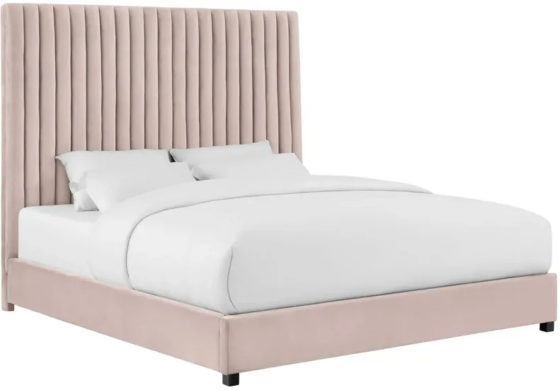 Arabelle Blush Velvet Bed in King