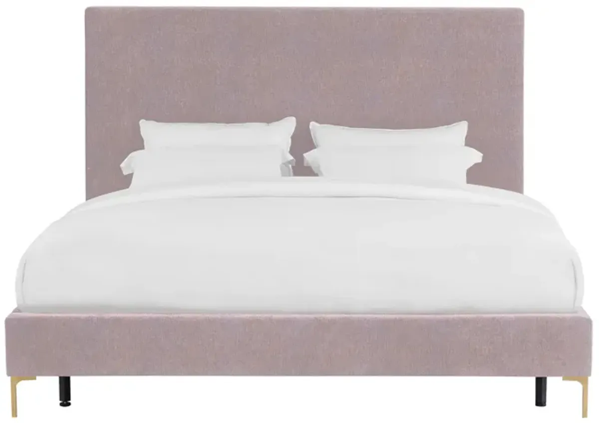 Delilah Blush Textured Velvet Bed in Queen