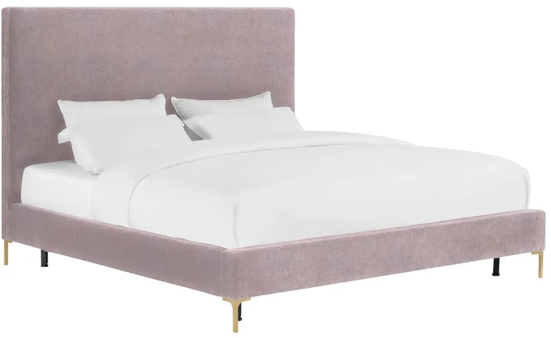 Delilah Blush Textured Velvet Bed in Queen