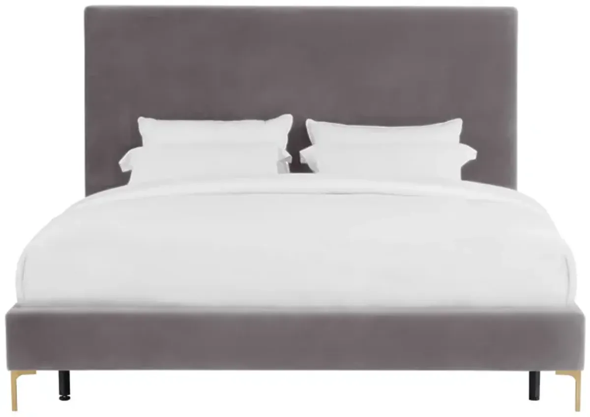 Delilah Grey Velvet Bed in Queen