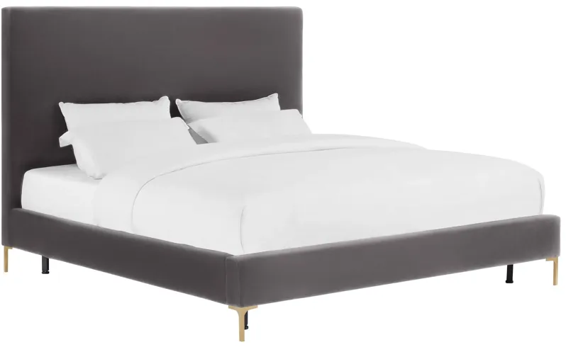 Delilah Grey Velvet Bed in Queen