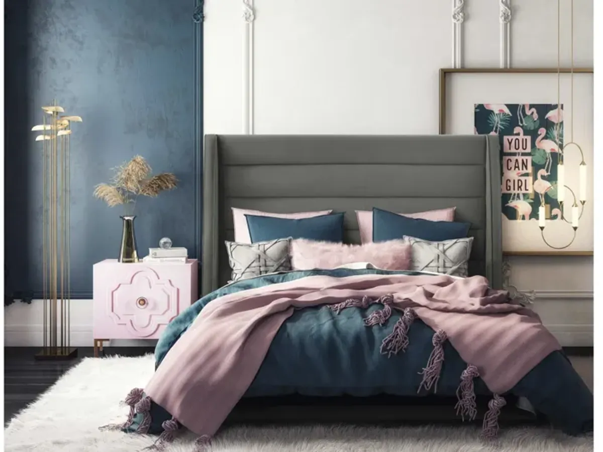 Koah Grey Velvet Bed in King