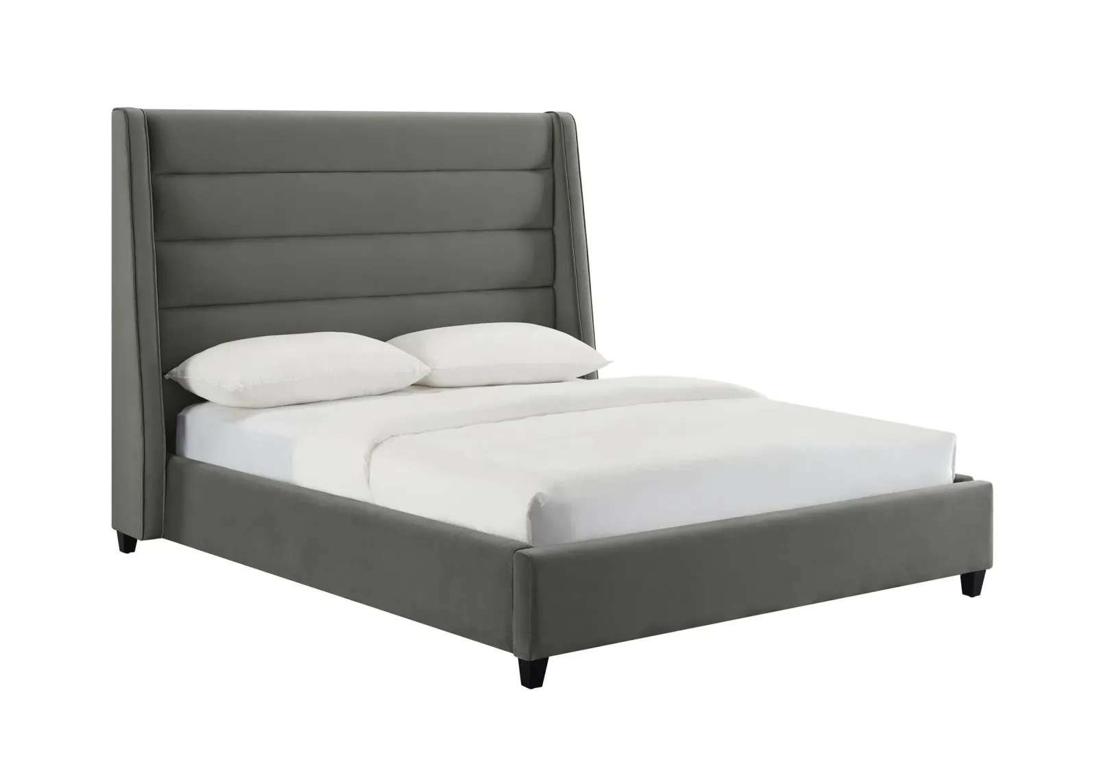 Koah Grey Velvet Bed in King