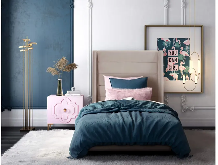 Koah Blush Velvet Bed in Twin