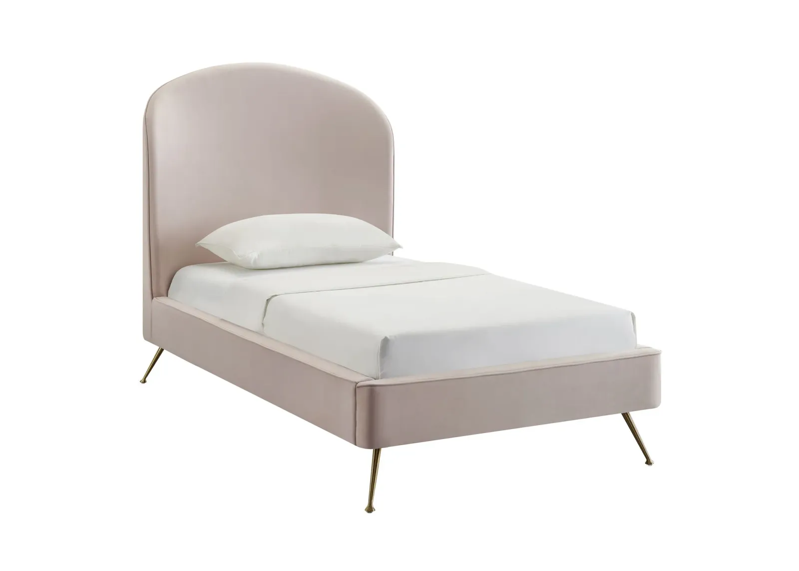 Vivi Blush Velvet Bed in Twin