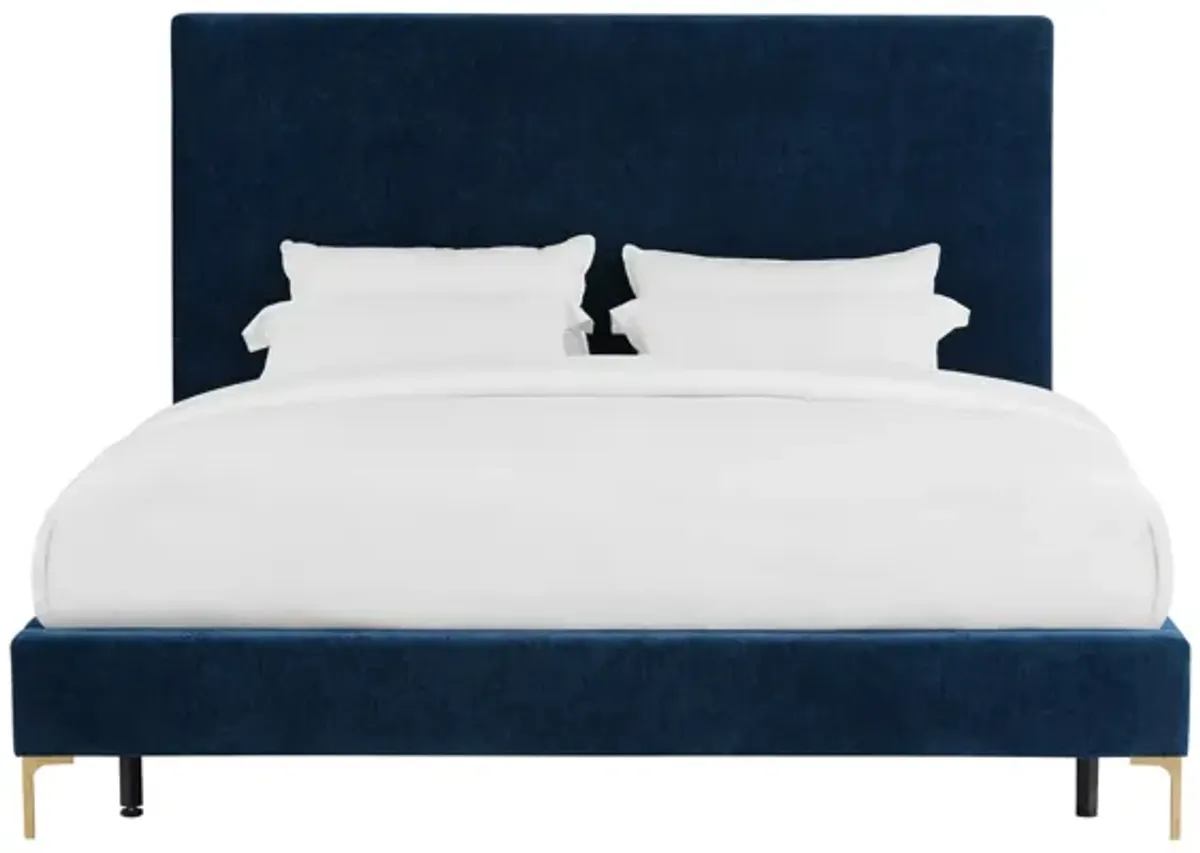 Delilah Navy Textured Velvet Bed in King