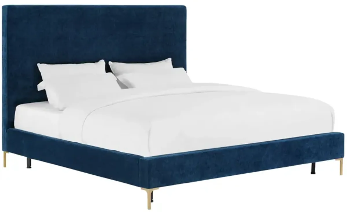 Delilah Navy Textured Velvet Bed in King