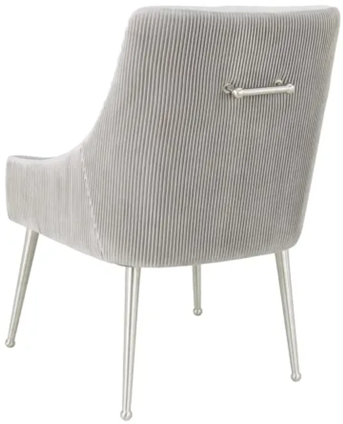 Beatrix Pleated Light Grey Velvet Side Chair - Silver Legs