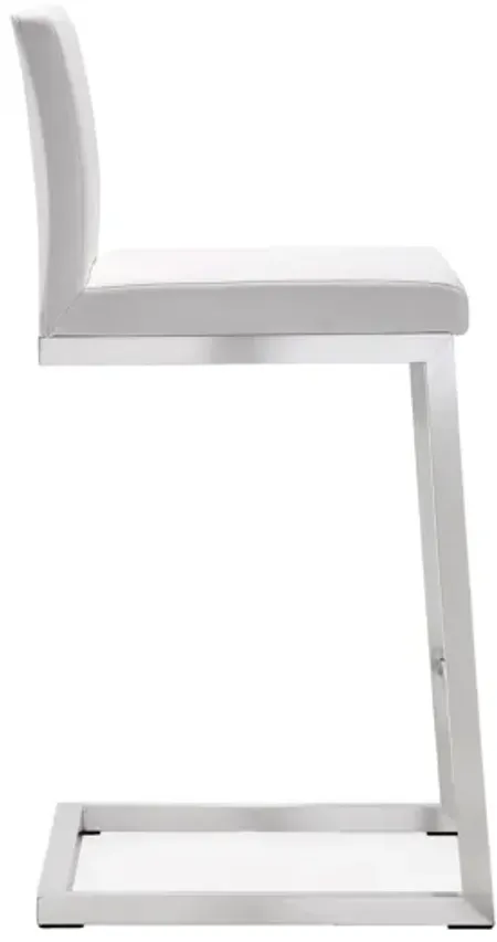 Parma White Stainless Steel Counter Stool - Set of 2