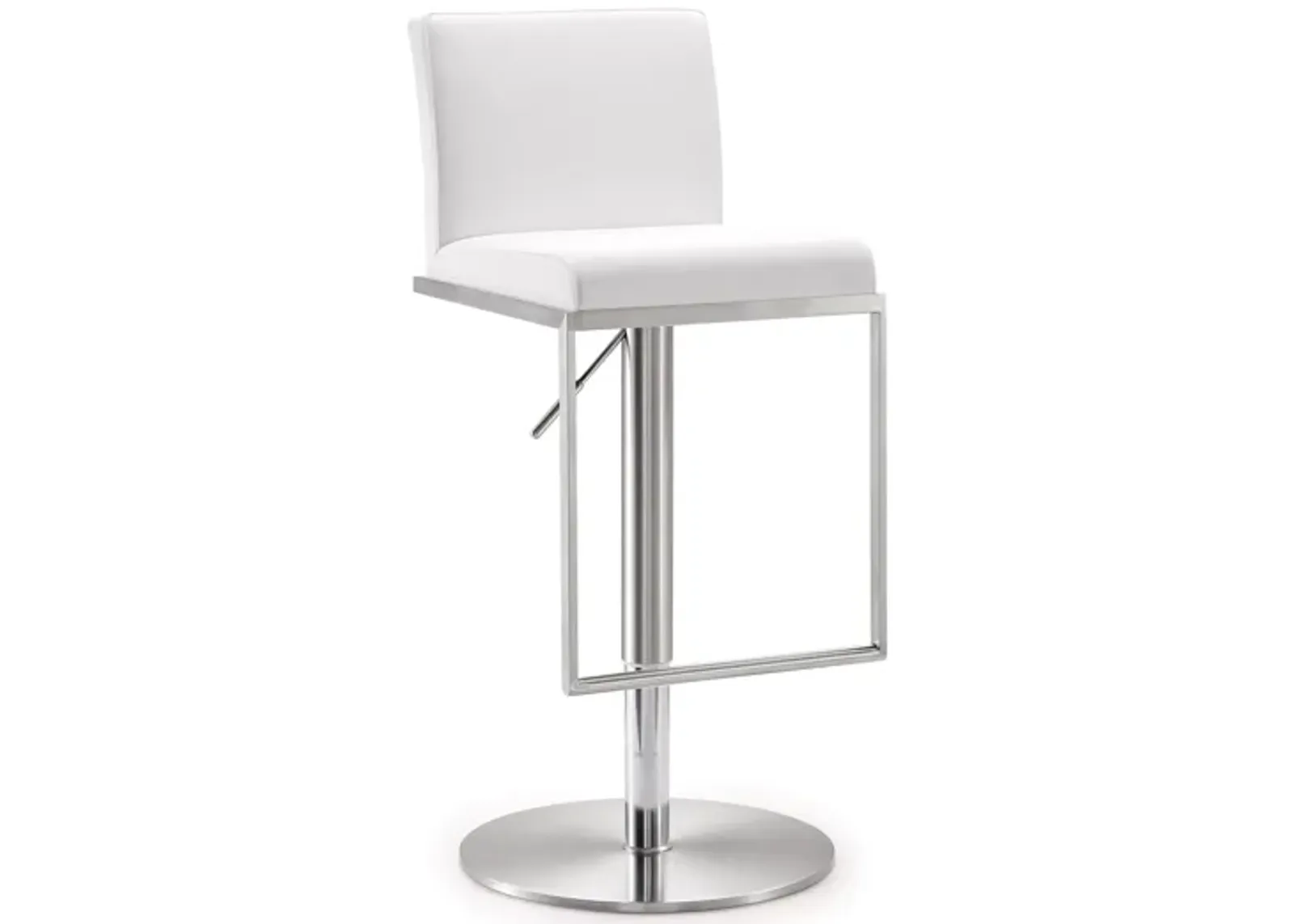 Amalfi White Stainless Steel Adjustable Barstool