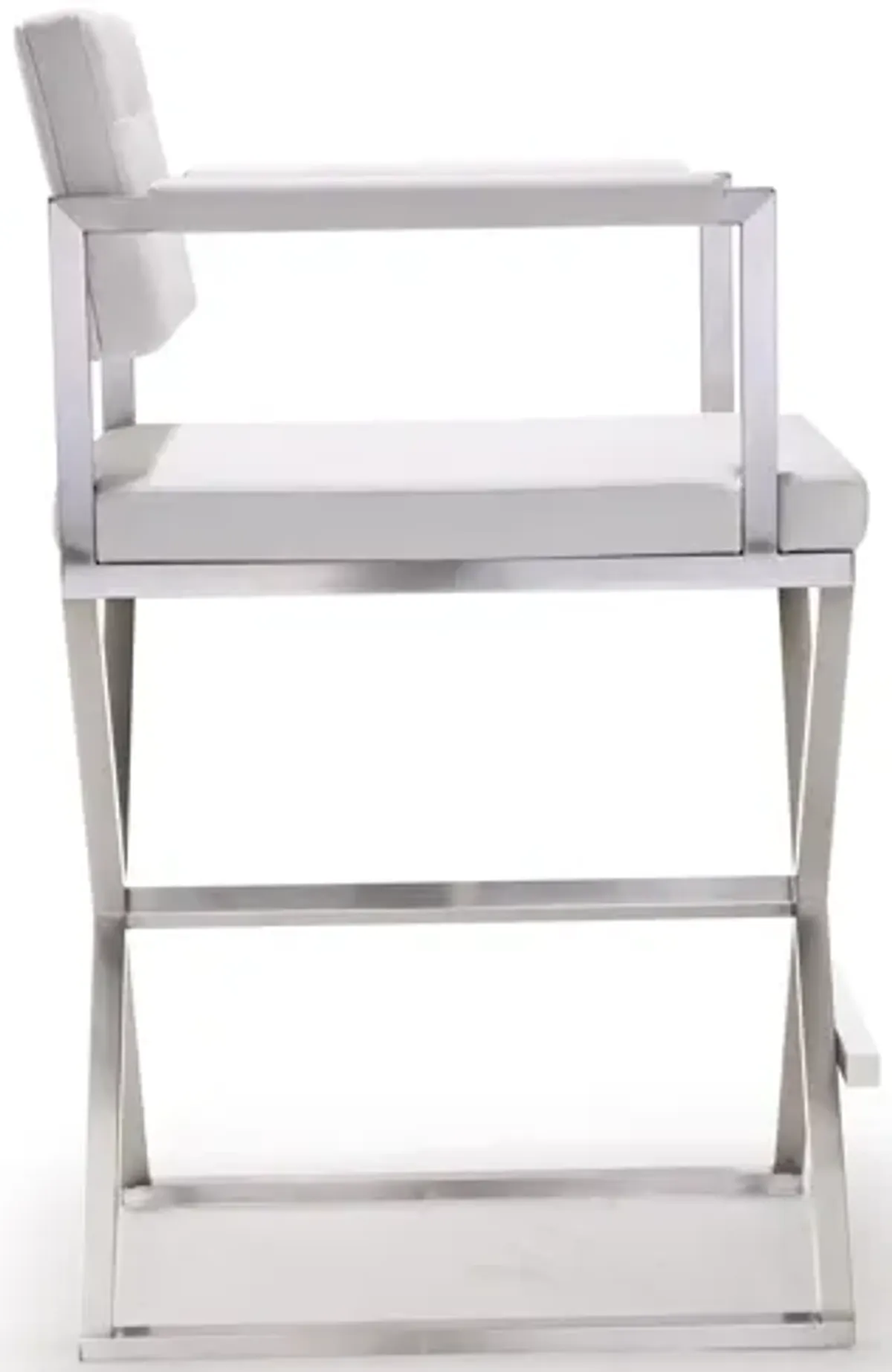 Director White Stainless Steel Counter Stool