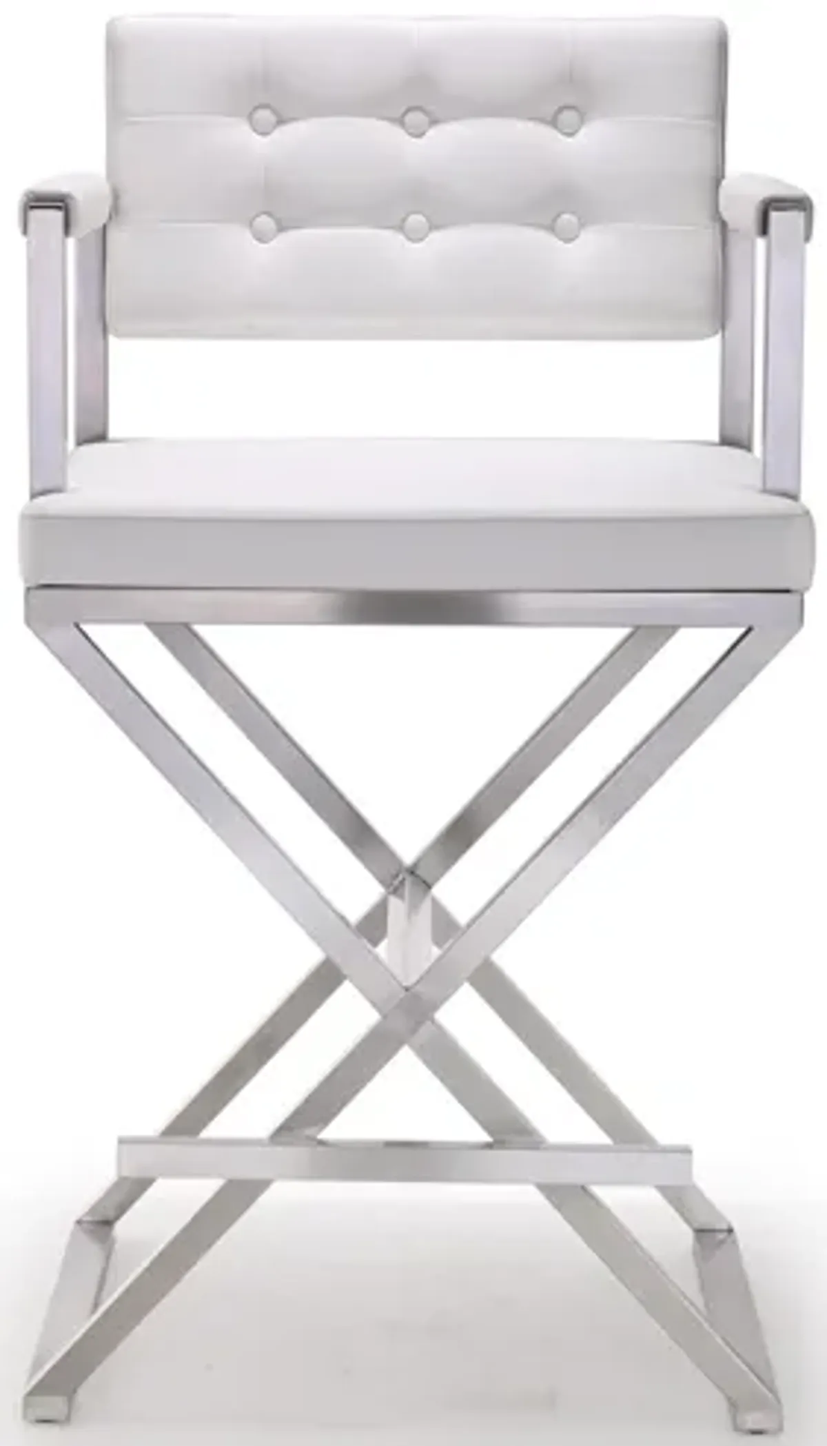 Director White Stainless Steel Counter Stool