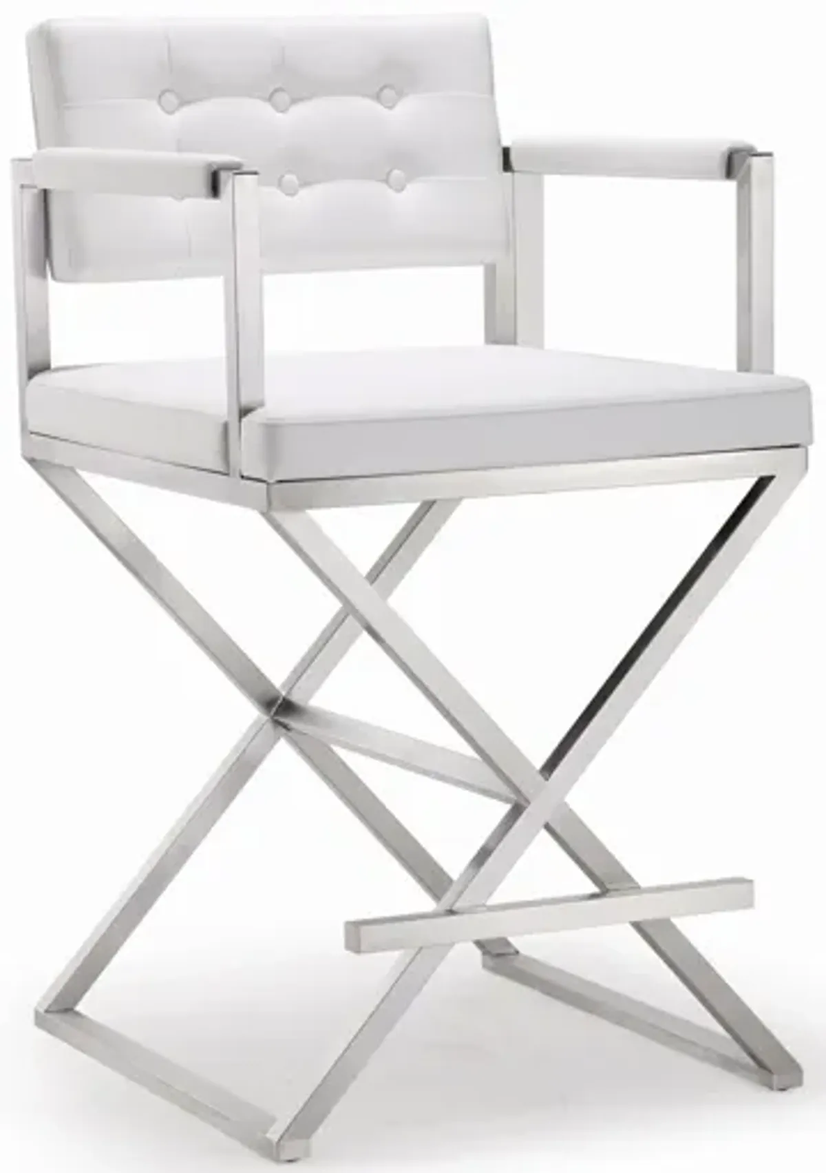 Director White Stainless Steel Counter Stool