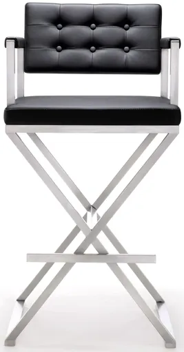 Director Black Stainless Steel Barstool