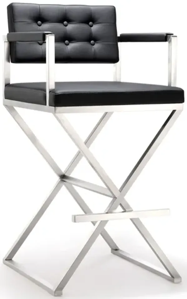 Director Black Stainless Steel Barstool
