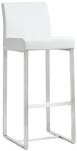 Denmark White Stainless Steel Barstool (Set of 2)