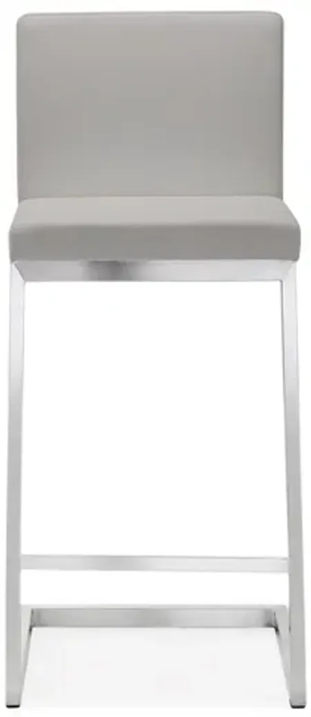 Parma Light Grey Stainless Steel Counter Stool (Set of 2)