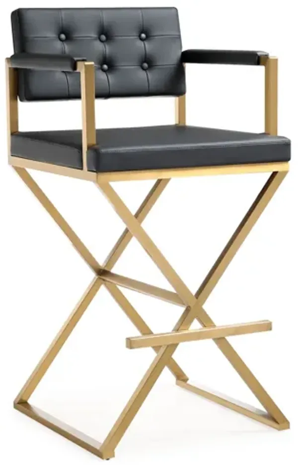 Director Black Gold Steel Barstool