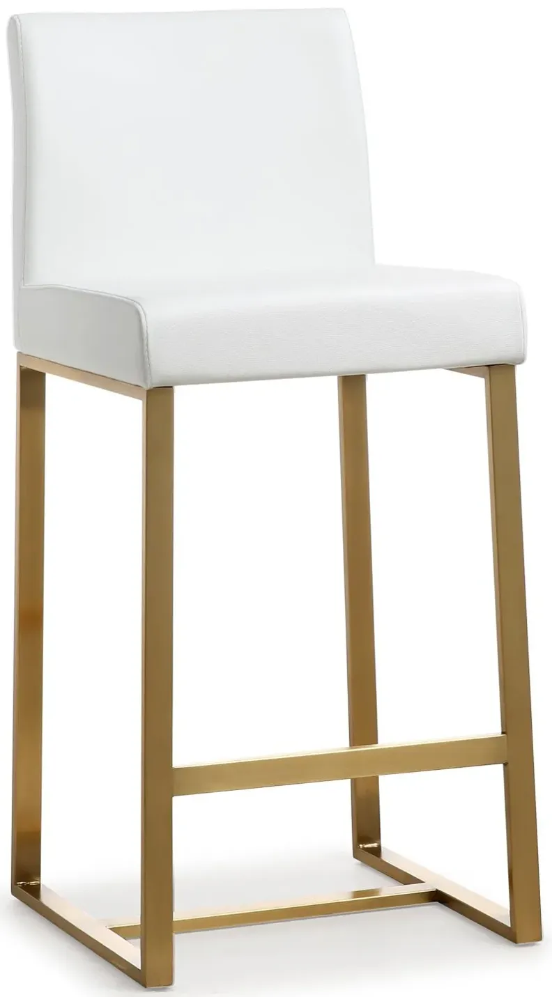 Denmark White Gold Steel Counter Stool (Set of 2)