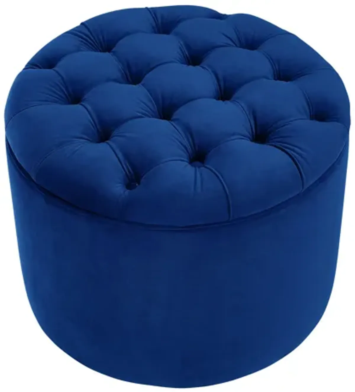 Queen Navy Velvet Storage Ottoman