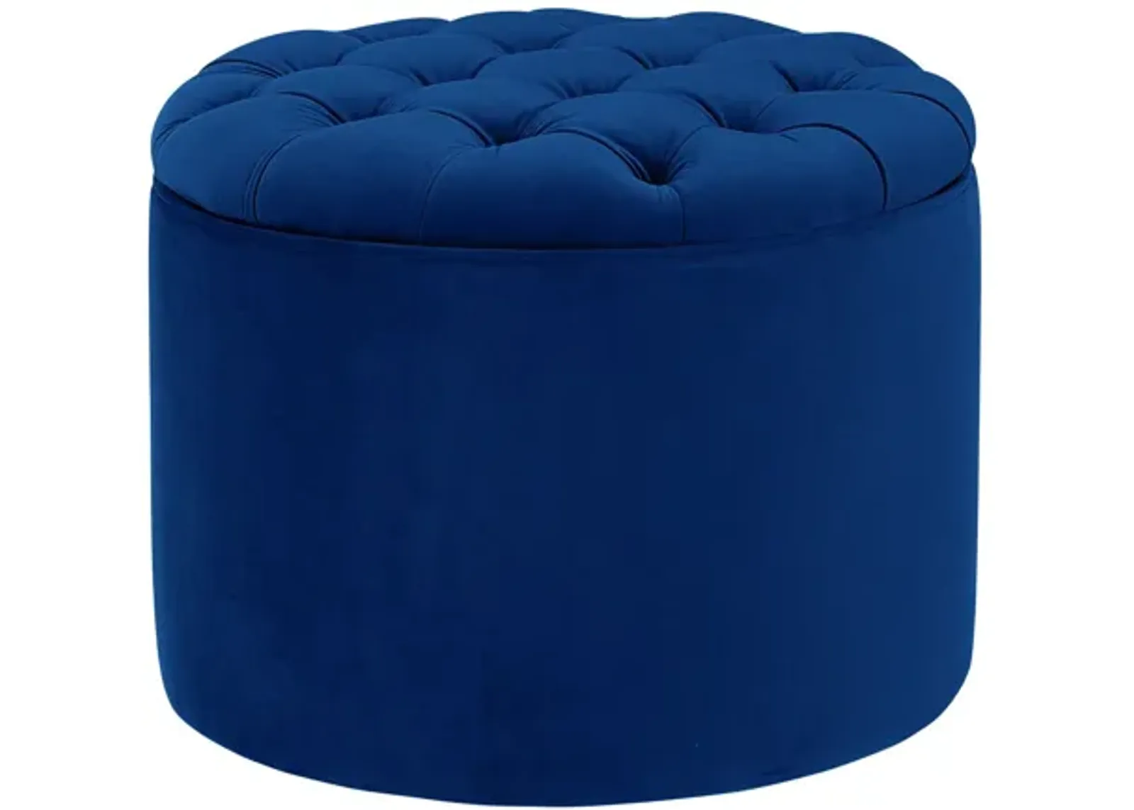 Queen Navy Velvet Storage Ottoman