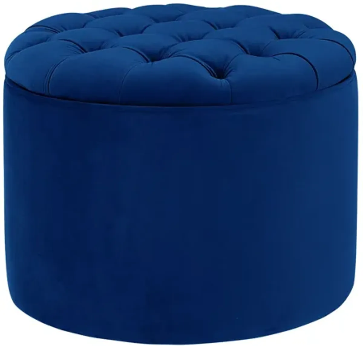 Queen Navy Velvet Storage Ottoman