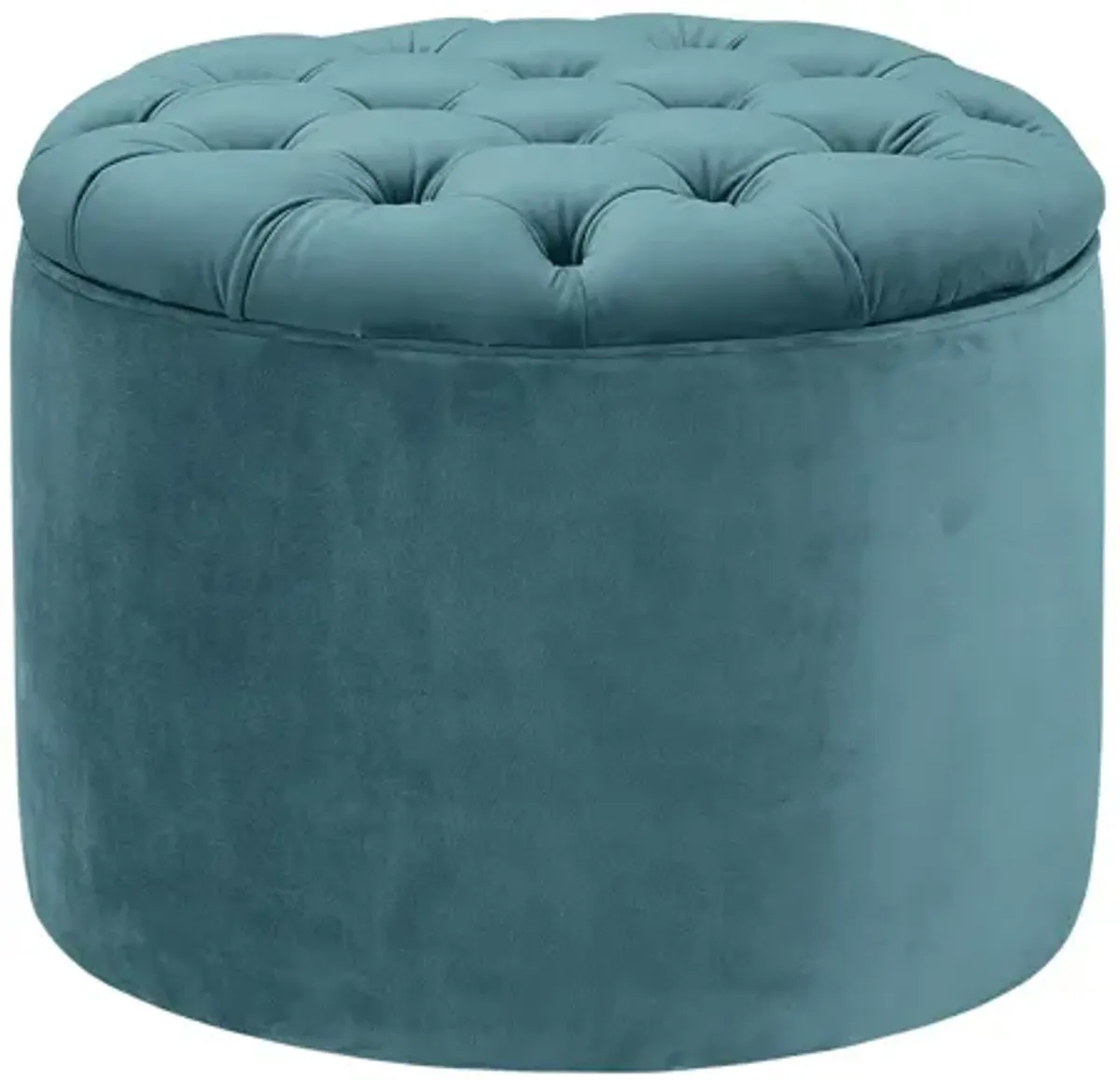 Queen Sea Blue Velvet Storage Ottoman