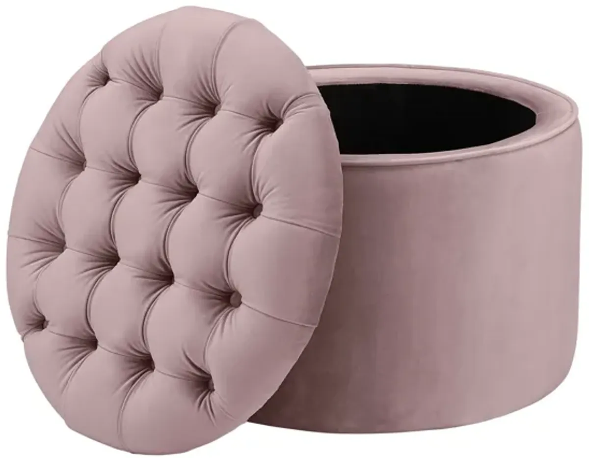 Queen Mauve Velvet Storage Ottoman