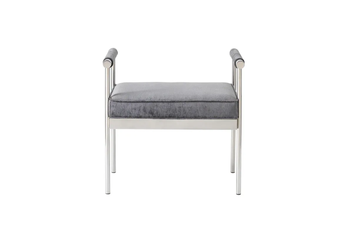 Diva Grey Velvet Bench