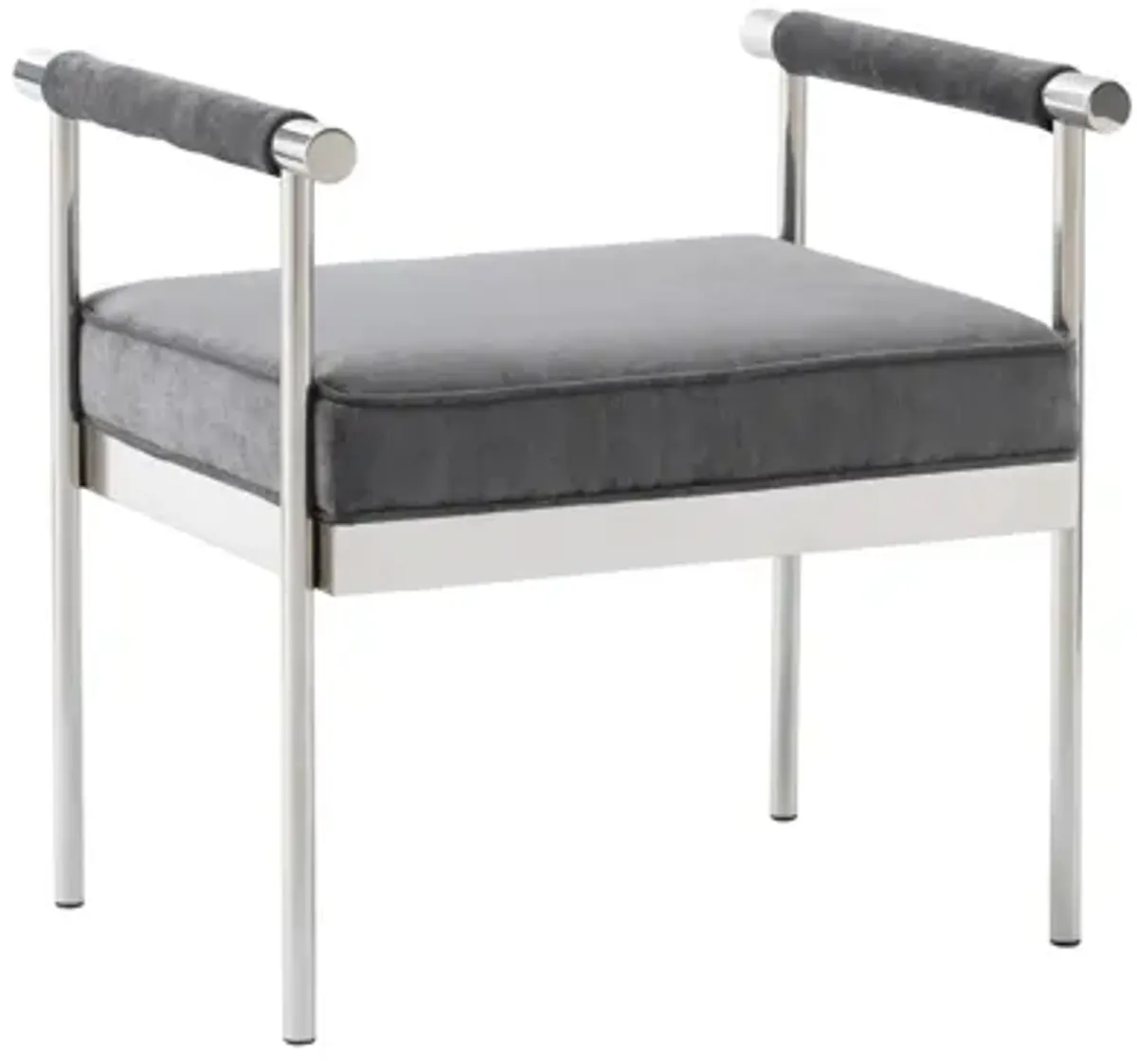 Diva Grey Velvet Bench