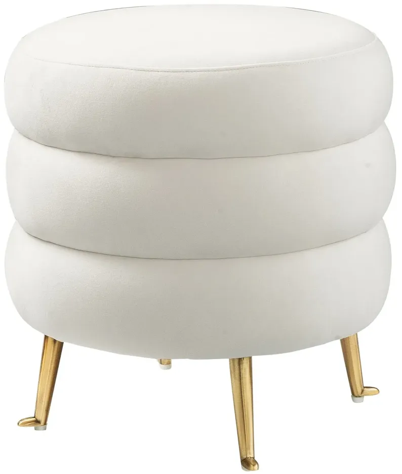 Ladder Cream Velvet Ottoman